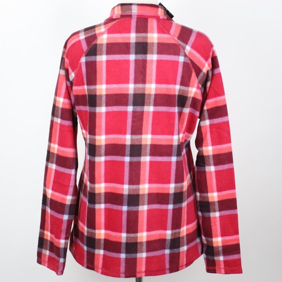 NWT Eddie Bauer Womens Medium Plaid Fleece 1/4 Zip Pullover - Picture 2 of 5